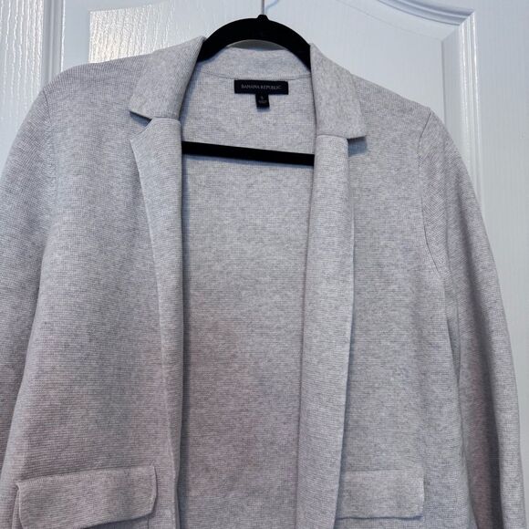Banana Republic Milano Stitch Grey Cropped Open Front Sweater Blazer Size Small - Picture 8 of 11
